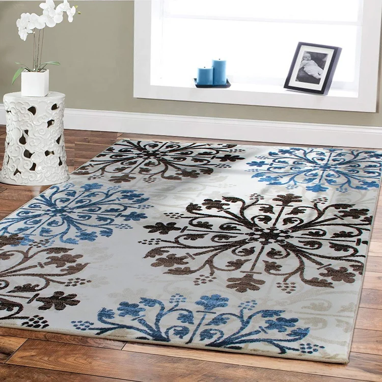 Luxury 5x8 Cream Blue Brown Black Area Rugs Modern Rug For Living Room