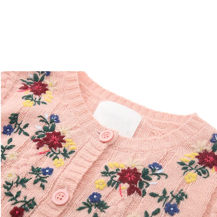 Oversized Long Cable Knit Cardigan Embroidered Alpaca Sweaters Women