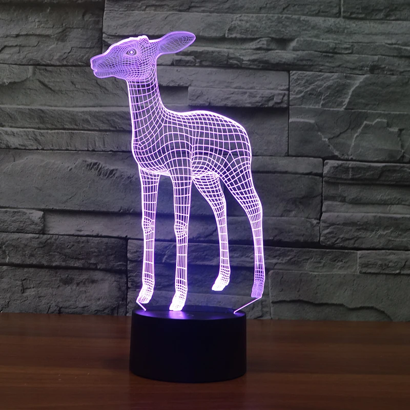 7 Color Changing 3D Lamp Christmas Elk Deer LED Lamp For Kids Magic Ball Mushroom Night Light Toy Night Light FS-3175