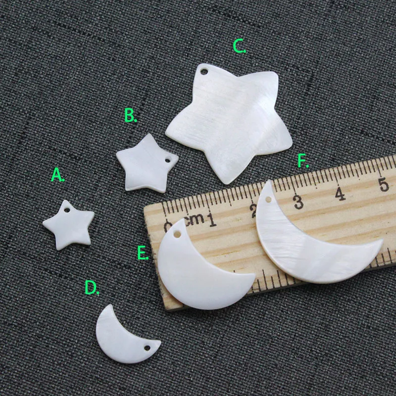 Half drilled flower shaped carved shell beads loose custom beads engraved star moon shape
