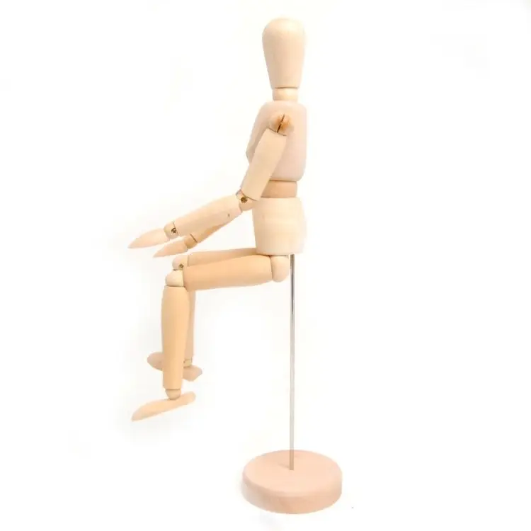 
China Art Supply Wood Artist Drawing Manikin Articulated Mannequin with Base and Flexible Body For Drawing the Human 