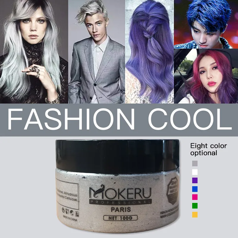 Mokeru Hair Paint Wax Grey Ash Brown Hair Color Dye Cream Temporary Hair Dye Mud Wax For Styling Care