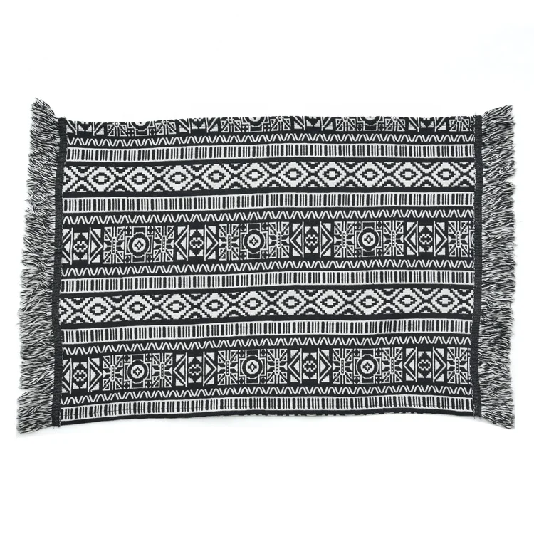 
Wholesale home textile fringes black placemats printed woven fabric table mat placemat dining mat plate mat 