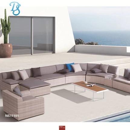 
New design garden set good quality patio rattan garden sofa set natural color wiker garden table and chair 