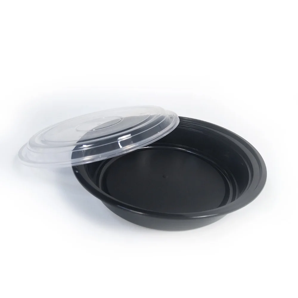 48oz round  black custom upscale disposable takeaway lunch breakfast boxes
