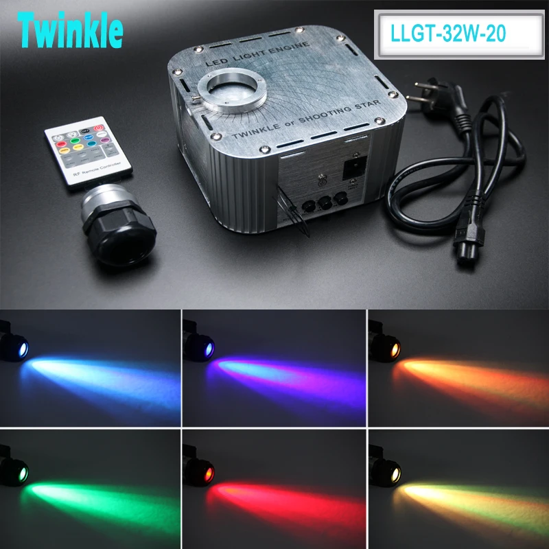 Twinkle 32W Color Wheel RGB LED Fiber Optic Light Engine with RF remote