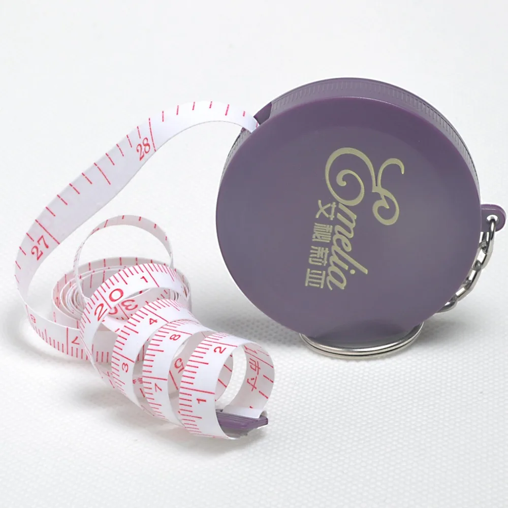 Wholesale Stainless Steel Mini Logo Advertised Keychain Measuring Key Chain Advertised Purple Tape Measure For Chest Measurement