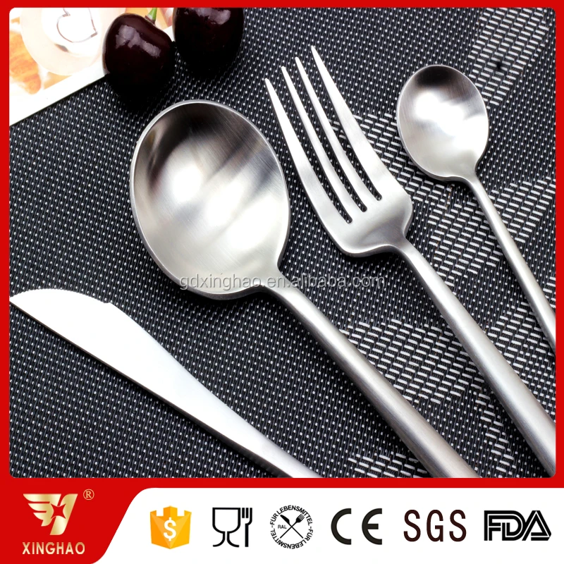 High Quality Matte Silver Stainless Steel Knife Spoon Fork Flatware Cutlery Set