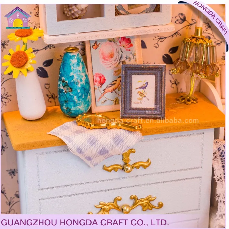 Оптовая продажа с моделирование мебель DIY Миниатюрный Кукольный домик дешевые дома древесины подарочная коробка