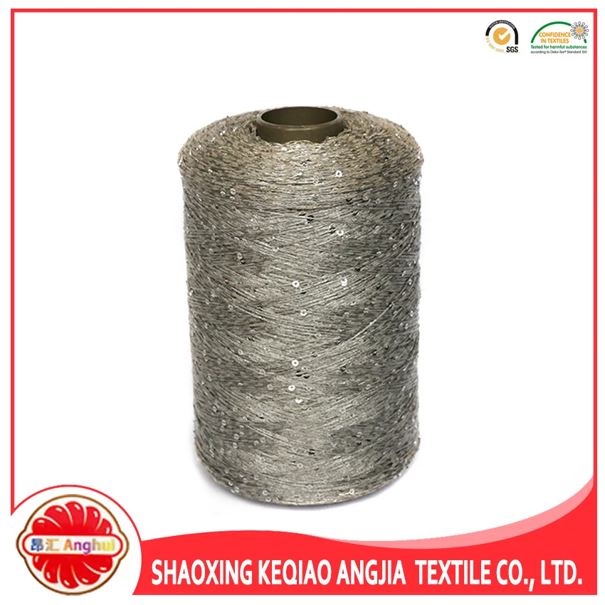 china fancy yarn supplier shaoxing huicai wholesale oeko tex fancy knitting cotton sequins hand knitting