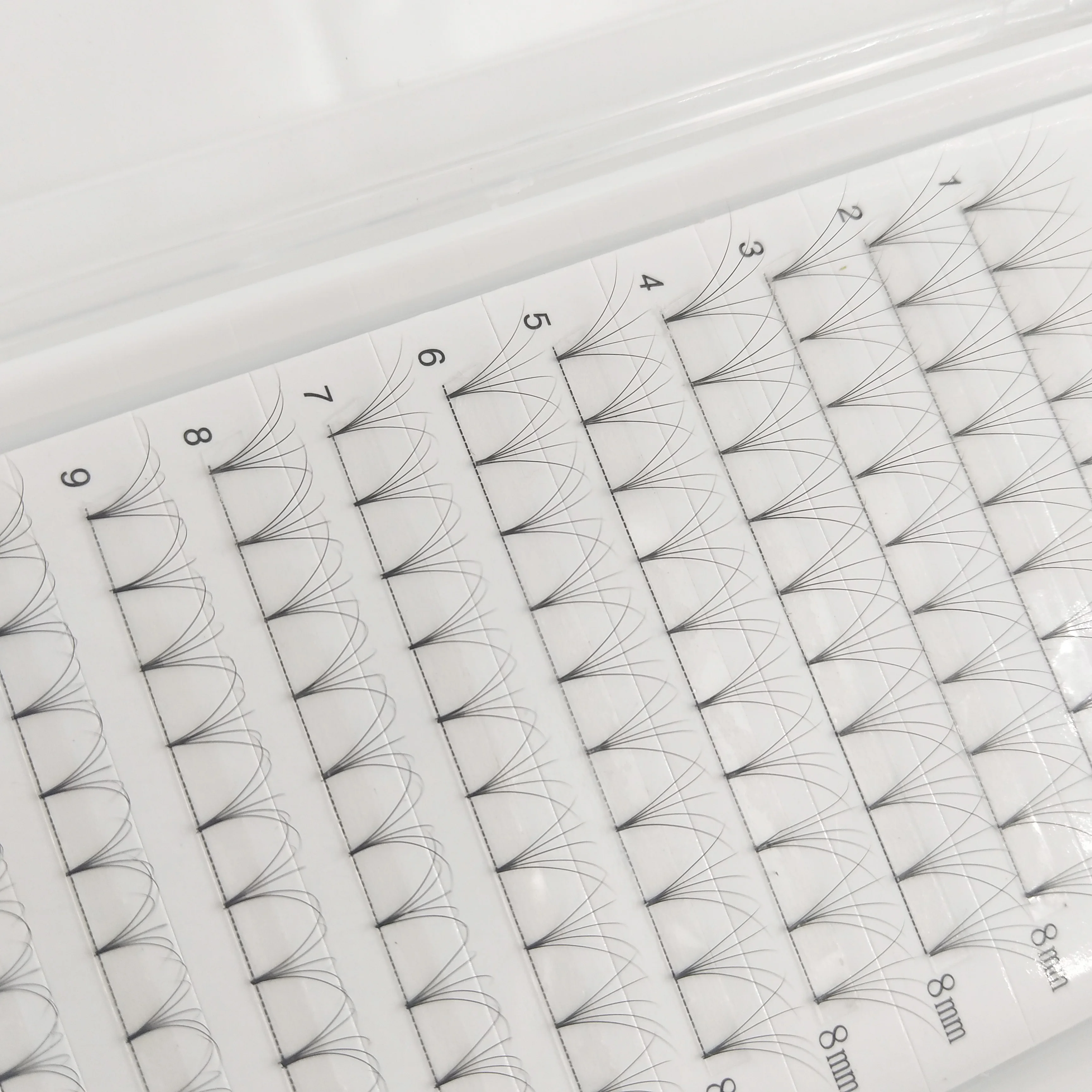 Name list of products 5D 0.1 C and D short stem premade volume lashes russian volume eyelash extension