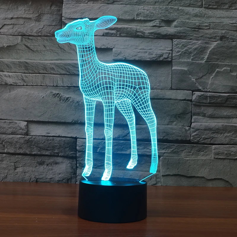 7 Color Changing 3D Lamp Christmas Elk Deer LED Lamp For Kids Magic Ball Mushroom Night Light Toy Night Light FS-3175