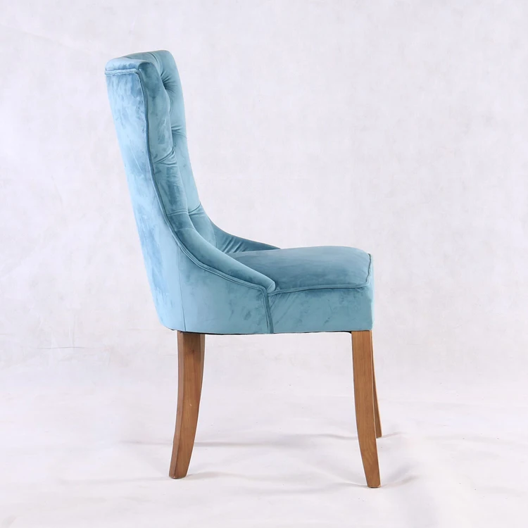 
Tufted Teal Velvet Dining Chair with Button 