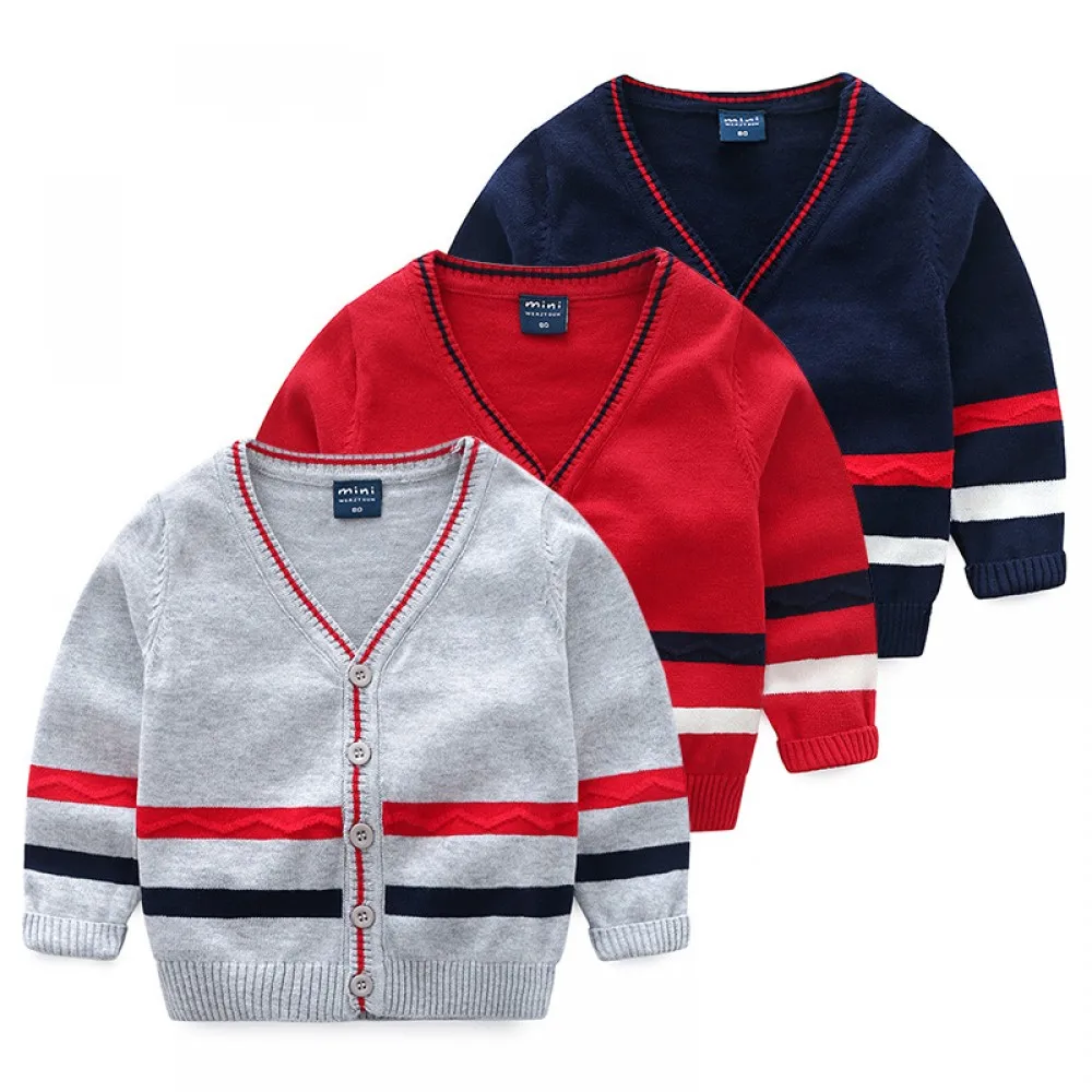 
New Design kids sweater For Boys Cardigan Striped baby boy sweater Wholesale Children Clothes Baby Sweater Design Hand Knitted 