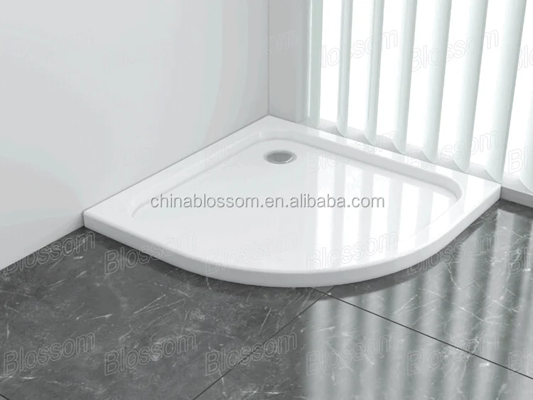 Bathroom Low Slim Quadrant Cheap Sector Portable Resin Fiberglass White ABS Clear Acrylic Shower Tray With Drain