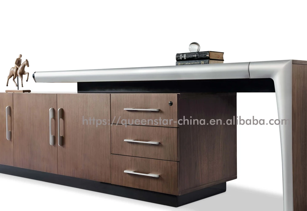QS-ODJ09 American style luxury MDF office desk with return cabinet director table