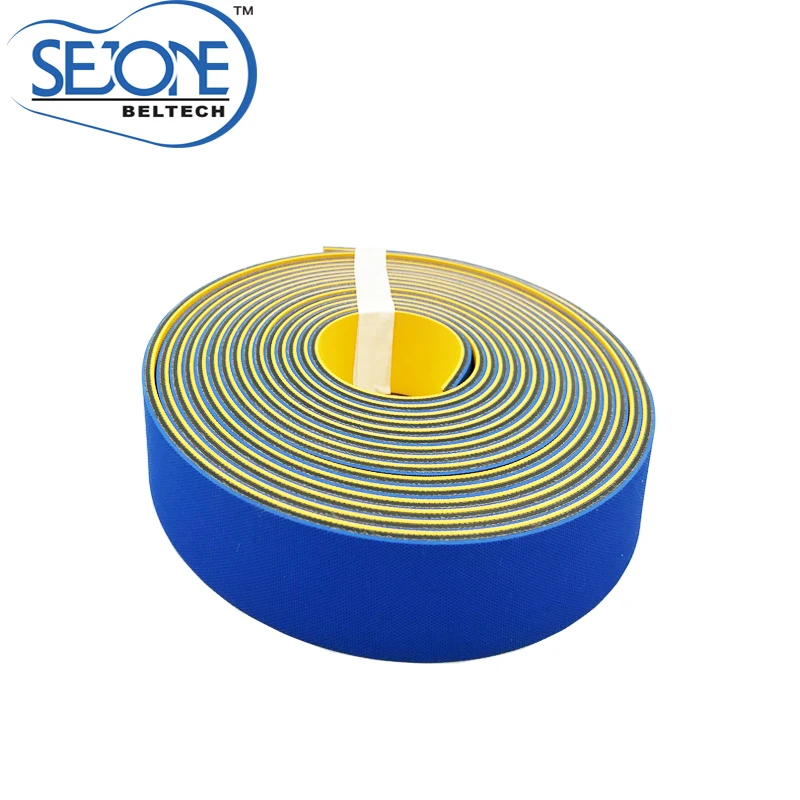 
4.0mm blue/yellow rubber transmission flat belt factory 