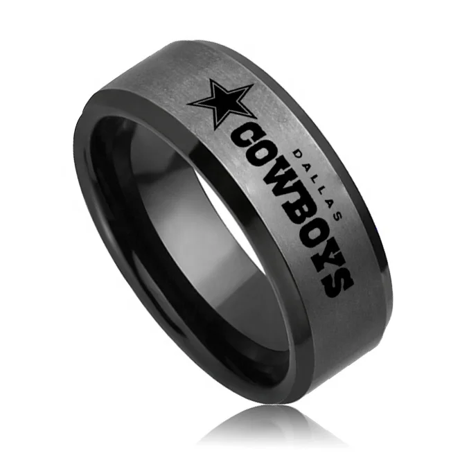 Sport Jewelry Dallas Cowboys Championship Black Tungsten Ring