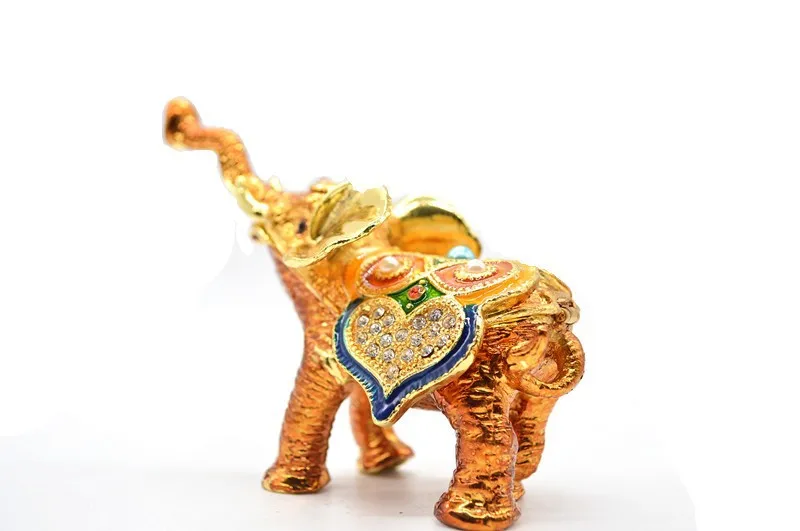 Indian decorative wholesale gift items metal jewelry box brass elephant(QF3644)