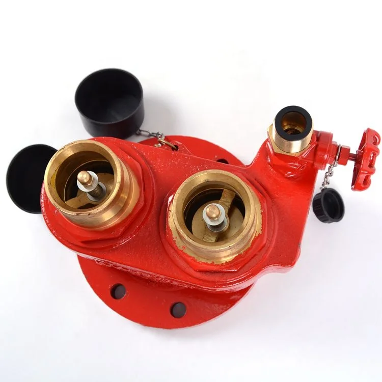 100 mm flange outlet fire hydrant 2 way breeching water inlet valve