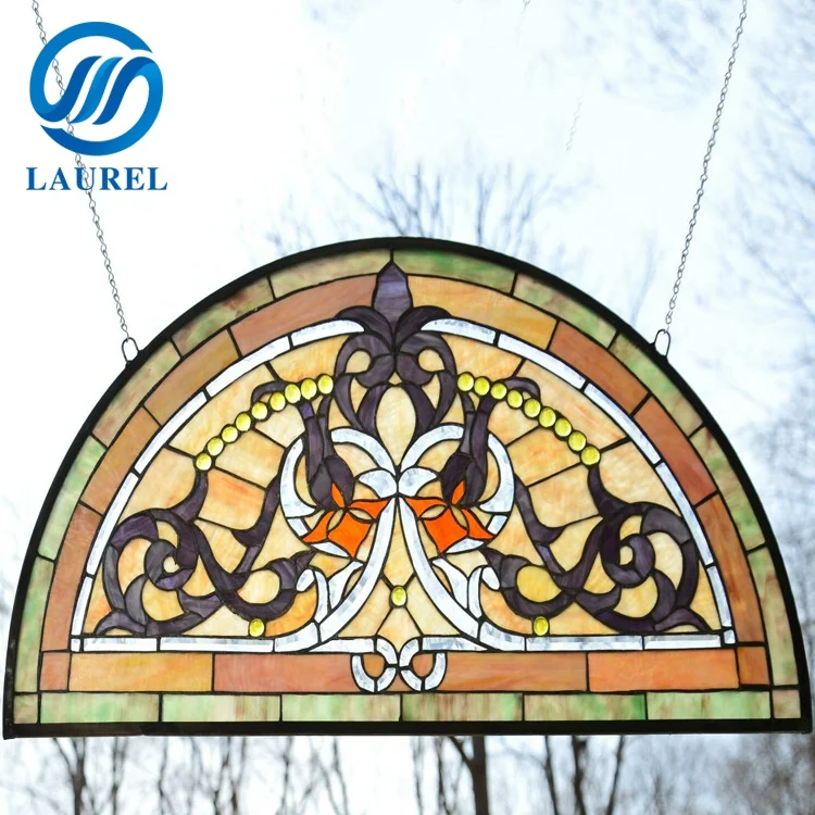 New design beveled half round stained glass panel