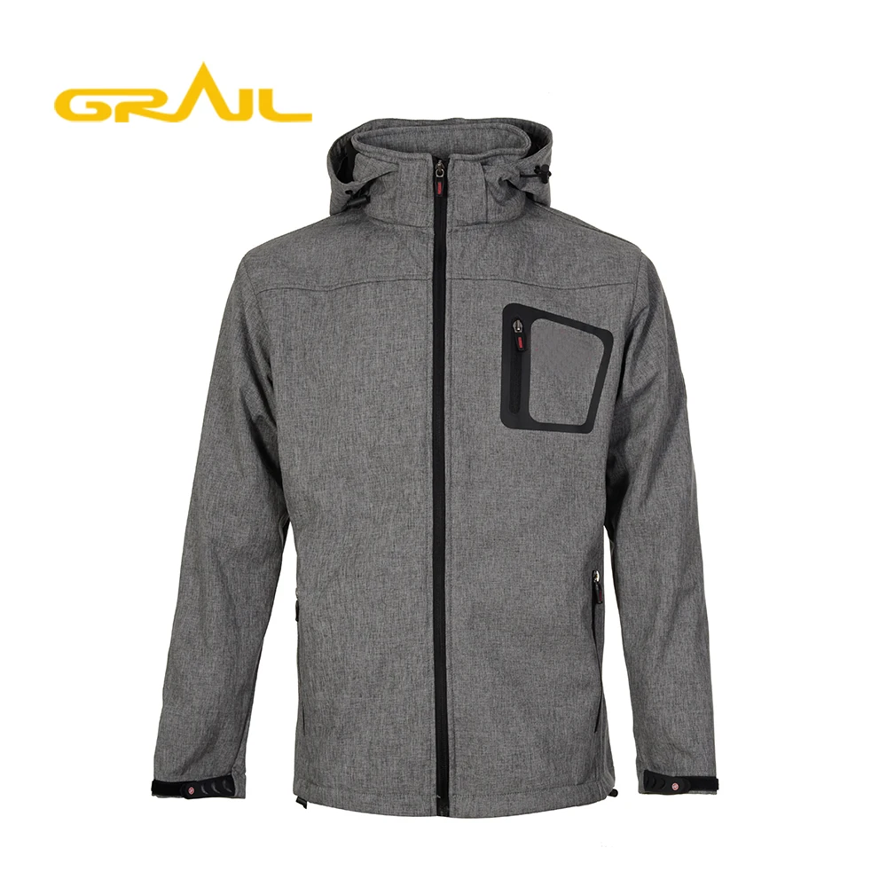 High quality wholesale custom fall softshell winter fleece jacket for men with hood