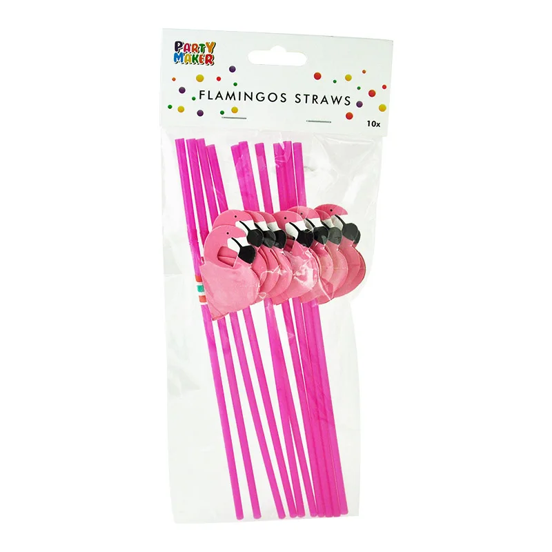 618053 10pcs Plastic Flamingo Straws Party Supplies Festival Decor Tableware 3D Rose Red Honeycomb Garland Bendable