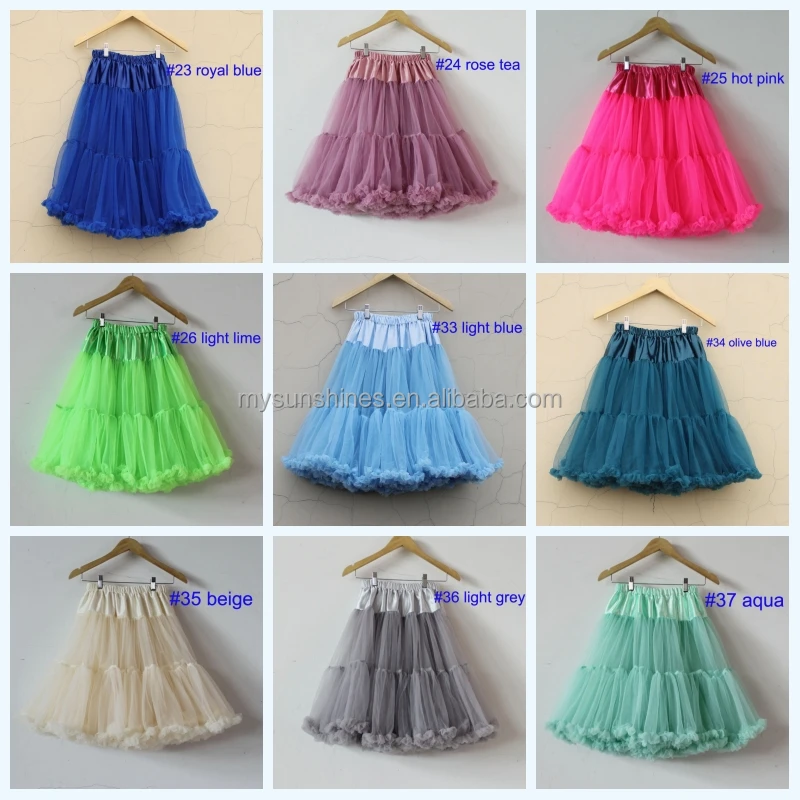 Plus Size Chiffon Teen Fluffy Adult Tutu Pettiskirt Turquoise Long Tulle Skirt Women