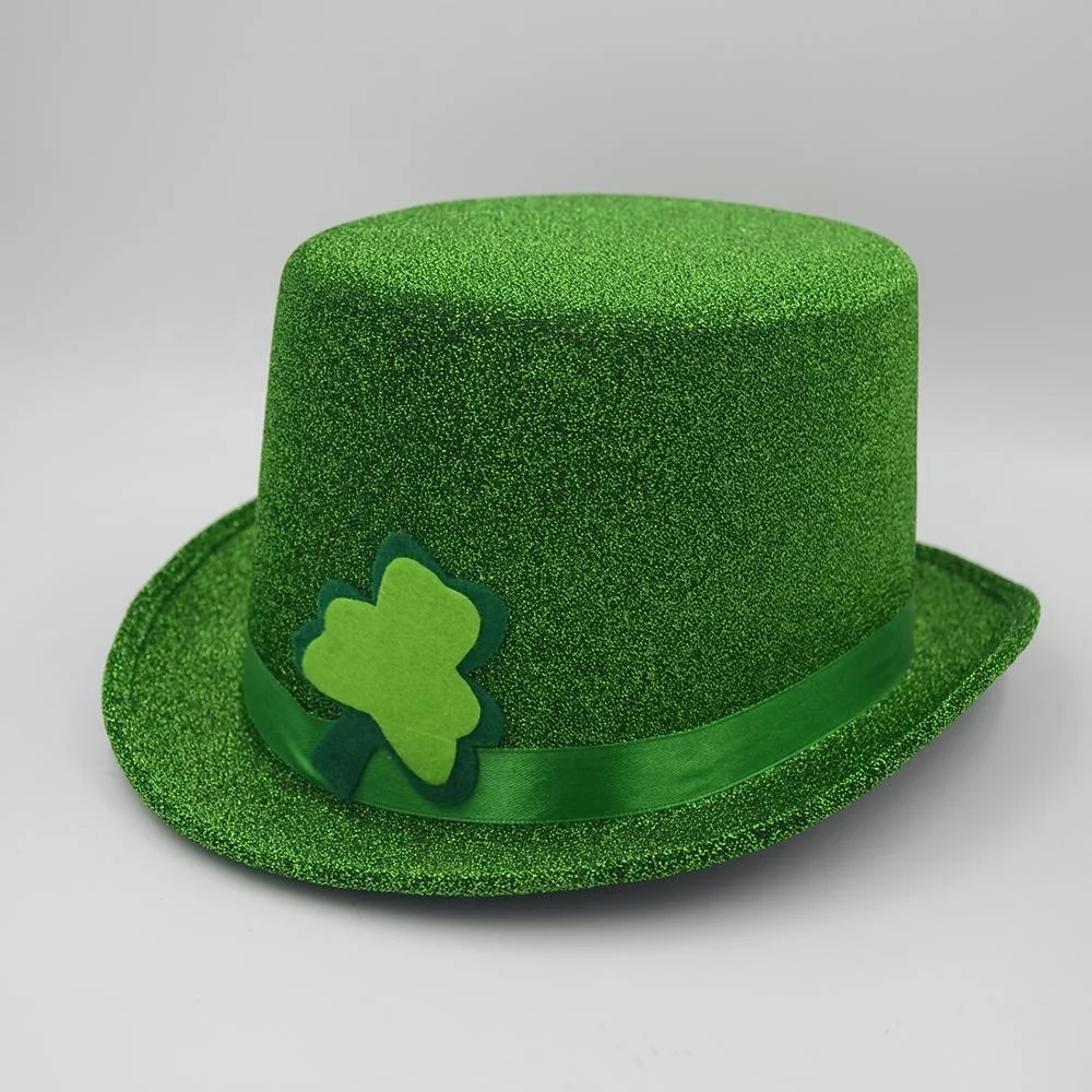 MH-2234 Green leprechaun St Patrick Day costume Irish shamrocks Top Hat