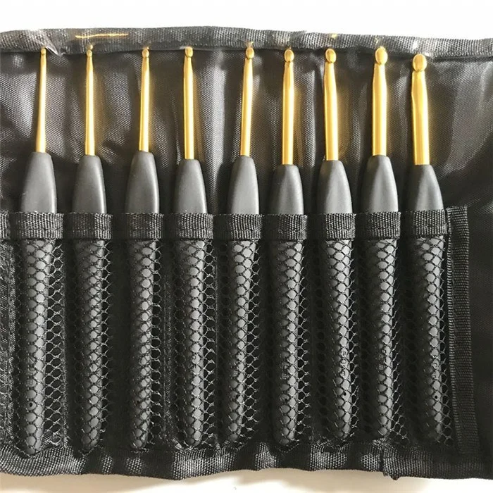 9pcs /set Crochet Hook Set Stainless Steel Ergonomic Crochet Needles with Colorful Soft Rubber Grip Handles Needles