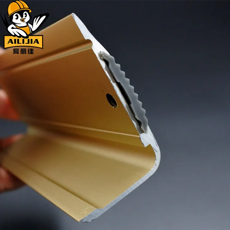 Curved golden photoluminescent aluminum non slip bullnose stair nosing