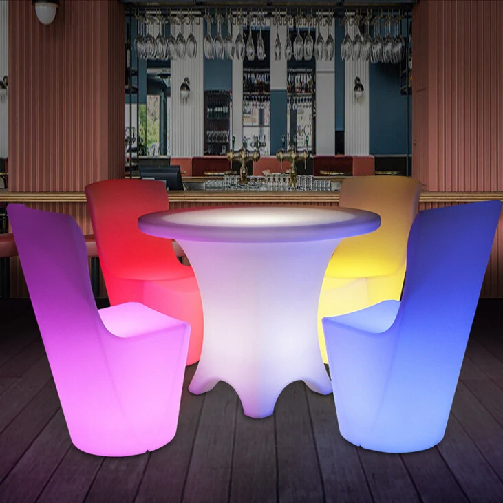 Популярный модный дешевый светящийся обеденный стол и стул для мероприятий