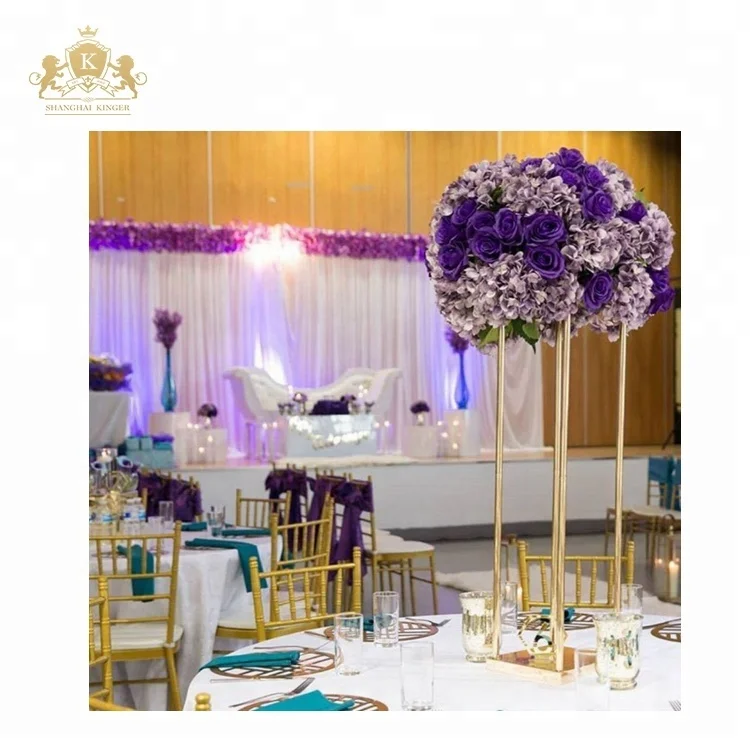 Decorative Tall Road Lead Flower Stands for Wedding Table Centerpieces Party Decoration Event & Party Supplies Metal GOLD KINGER