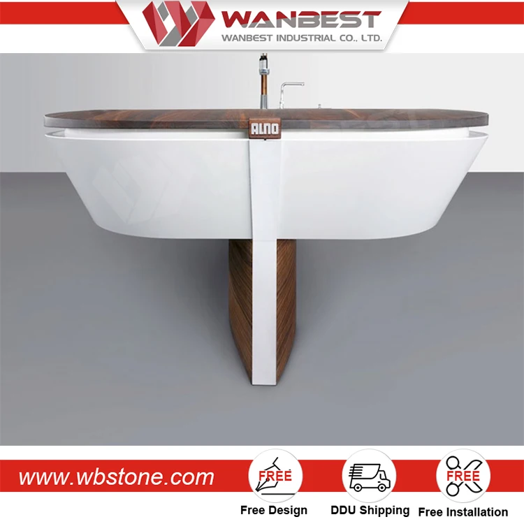 Luxury Boat Shape Marble Kitchen Cabinet Wooden Bench Counter Design Restaurant kitchen Countertop