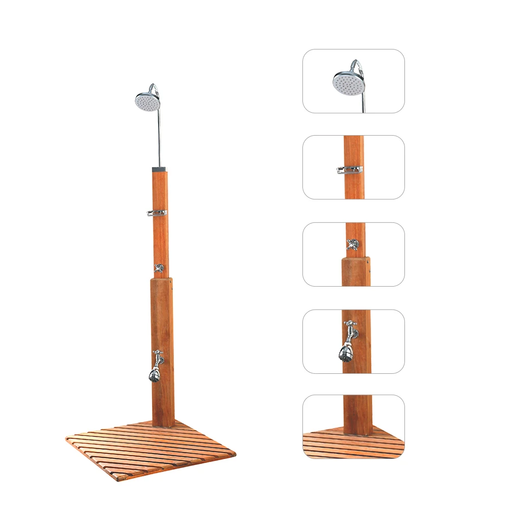 Outdoor wood shower stand