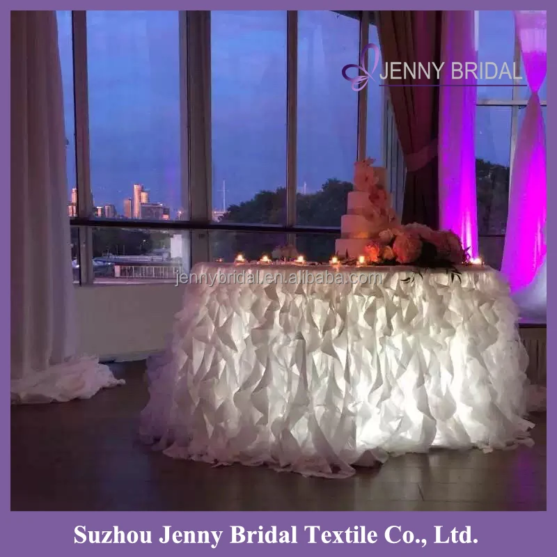 TC017H white cake different bridal wedding table skirting designs