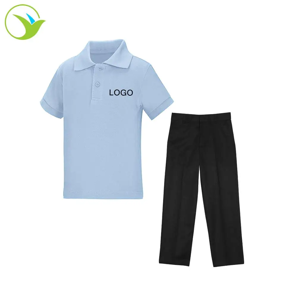 
Kid Custom Cotton Twill Boys Children Primary School Uniform Polo T-Shirt / Pants Uniform For School Children 