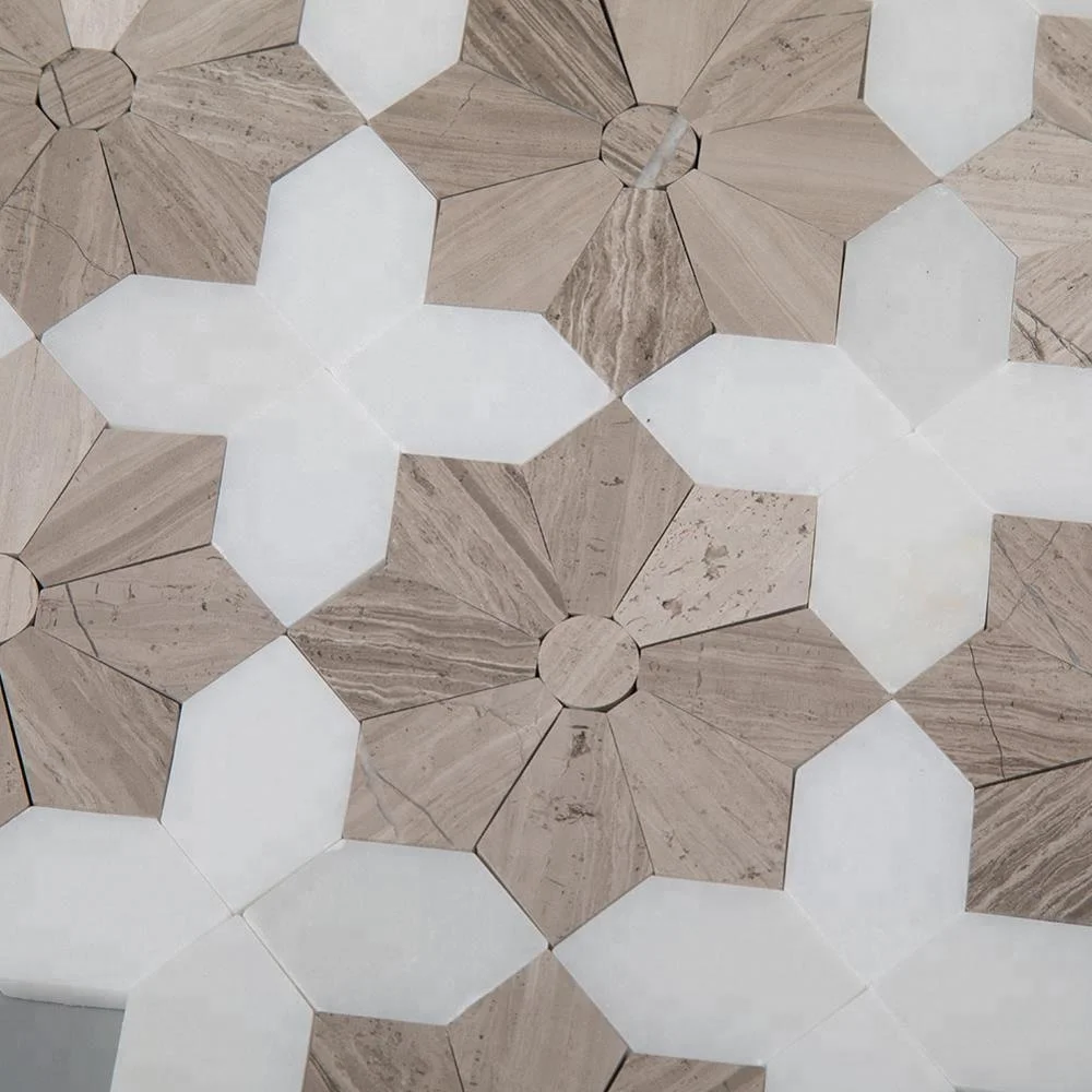 Centurymosaic Hot Selling Flower Marble Waterjet Wall Decor Mosaic Tile