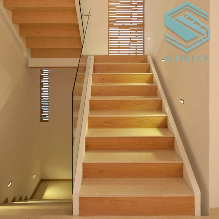 Стальная лестница древесины ступени стекло перила лестницы лестница из закаленного стекла лестницы заказ лестницы