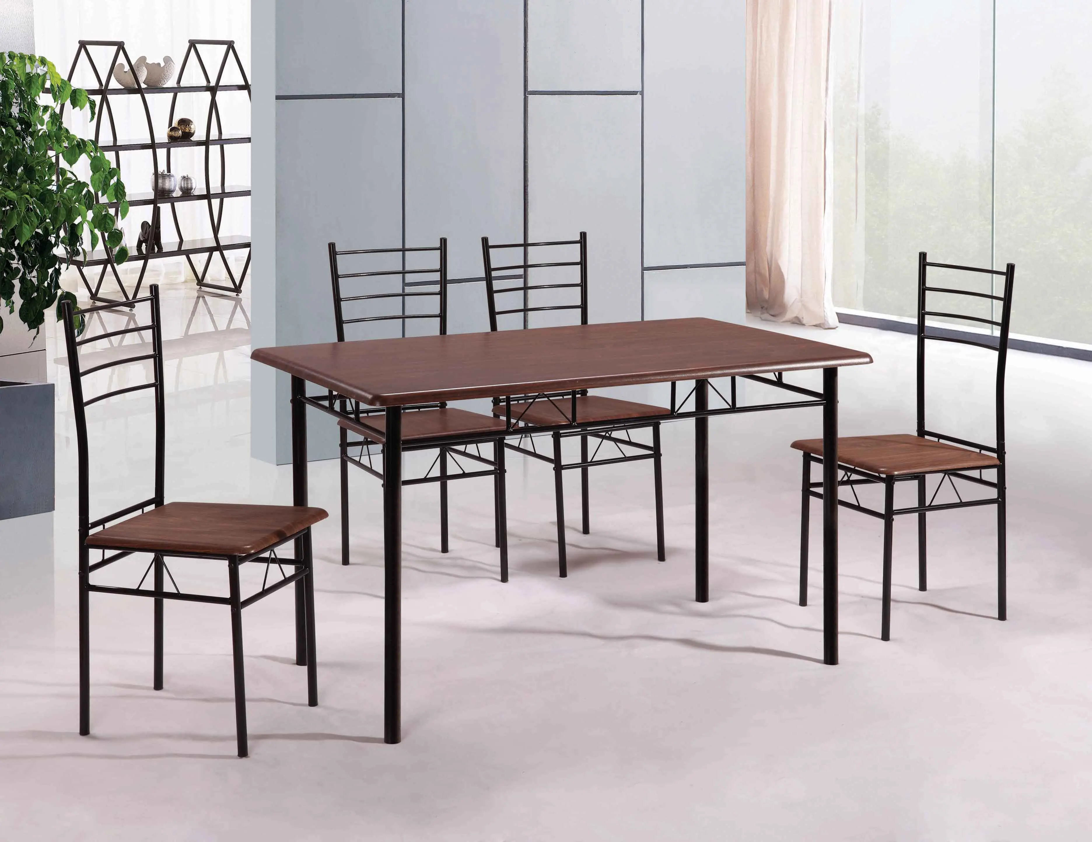 Simple design cheap dining room set with metal dinging set 1 table and 4 chairs DS-011