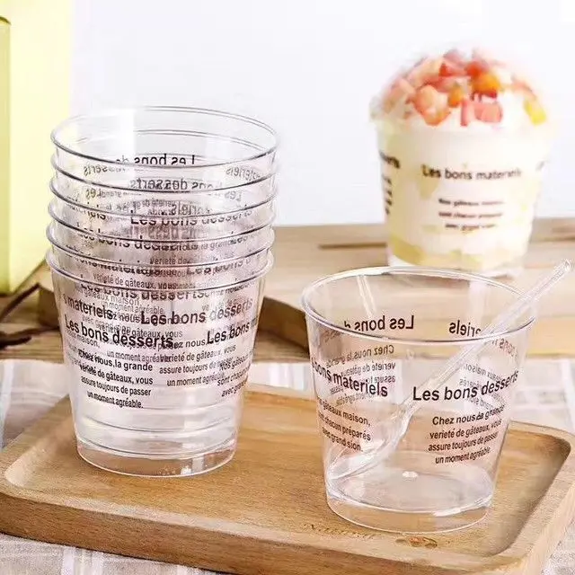 Transparent Round Mini Clear Glass Plastic Dessert Cup,Jelly,Pudding,Cheese Cake Cup