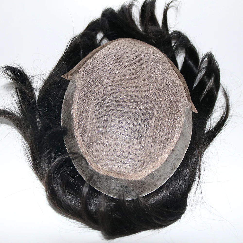 Pure Handmade Mens Toupee Silk Base With Swiss Lace Thin Skin Men Remy Hair Systems