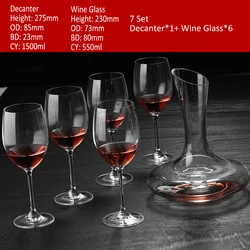 Bulk Wine Gift Crystal Handmade Wine Goblet Glass Aerator Decanter Set of 5