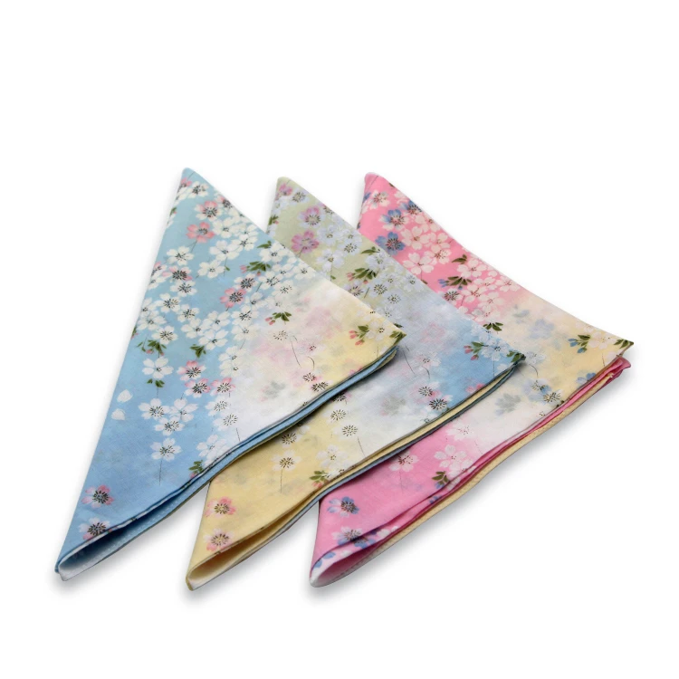 customized beautiful flowers printed cotton ladies handkerchief