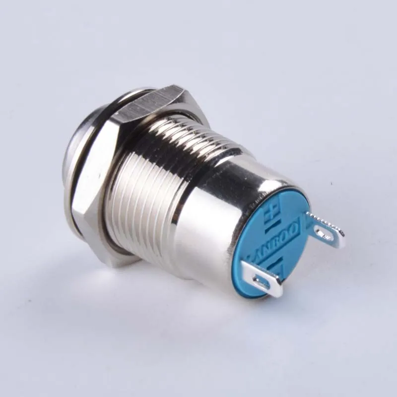 12MM Metal Stainless Stain Switch Latching Power Push Button Flat High Head 1NO momentary latching type 2PIN Car System Home use
