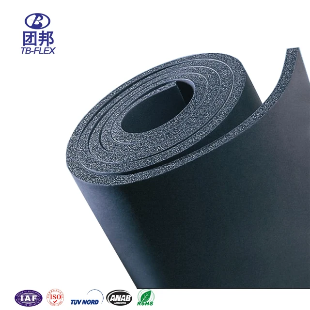 HVAC System Black Rubber Foam Self-Adhesive Thermal Insulation Sheet