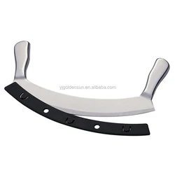 12 Inch Stainless Steel Double Handle Crescent Blade Mezzaluna chopper knife With Protective Cover