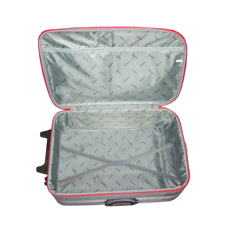 
China Luggage Factory Supply Cheap Promotional 3pcs set Omega Eva Travel Luggage Suitcase Sets In Grey Color With Red Zippers 