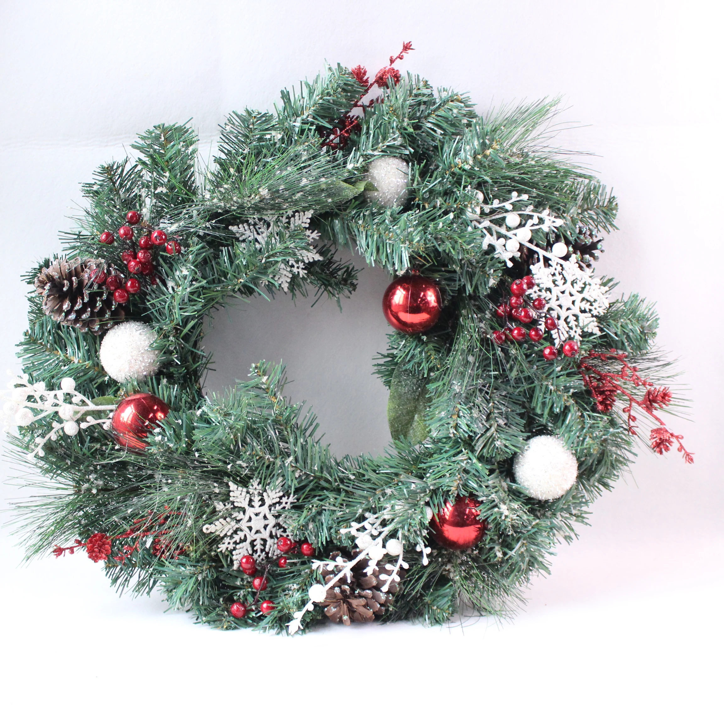
Simulated Handmade Christmas Wreath Spruce Wreath Circle Silk Artificial Garland Hanging Decoration Celebration Party Supplie 