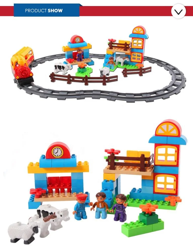 Самосборка образовательная Строительная ферма поезд трек блок с музыкой